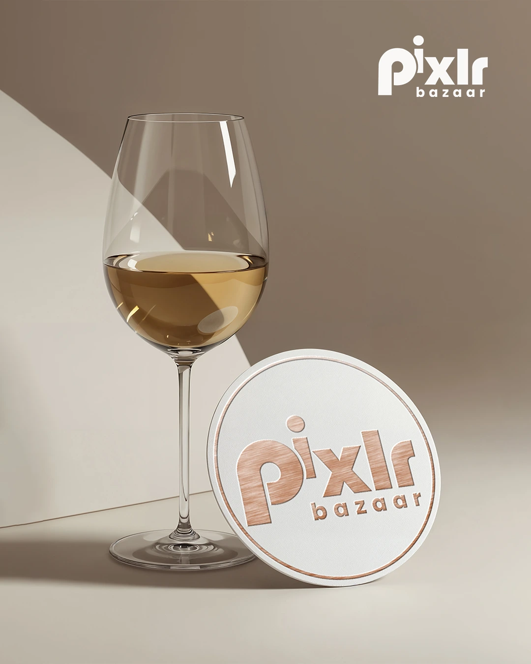Luxury branding with wine glass and Pixlr Bazaar logo design